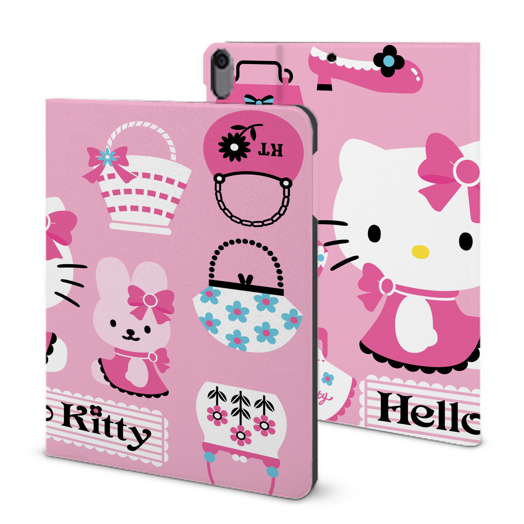 （画像用） Hello Kitty ハローキティ IPad ケース ブック型 PUレザー TPU 耐衝撃 軽量 薄型 ペン収納なし 全面保護 IPad 各モデル対応